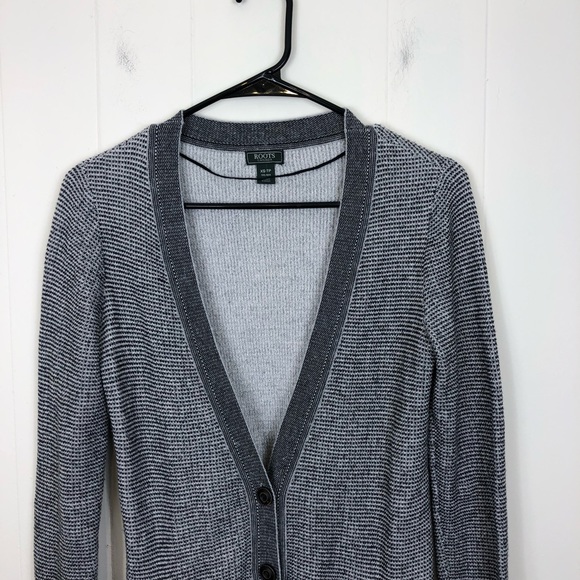 Roots Salt & Pepper Button Cardigan Sz XS - Picture 2 of 10